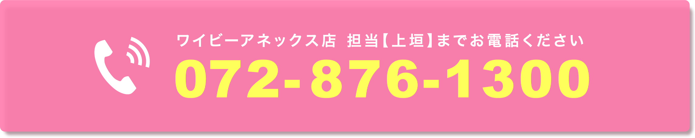ワイビーアネックス店 担当【上垣】までお電話ください 072-876-1300