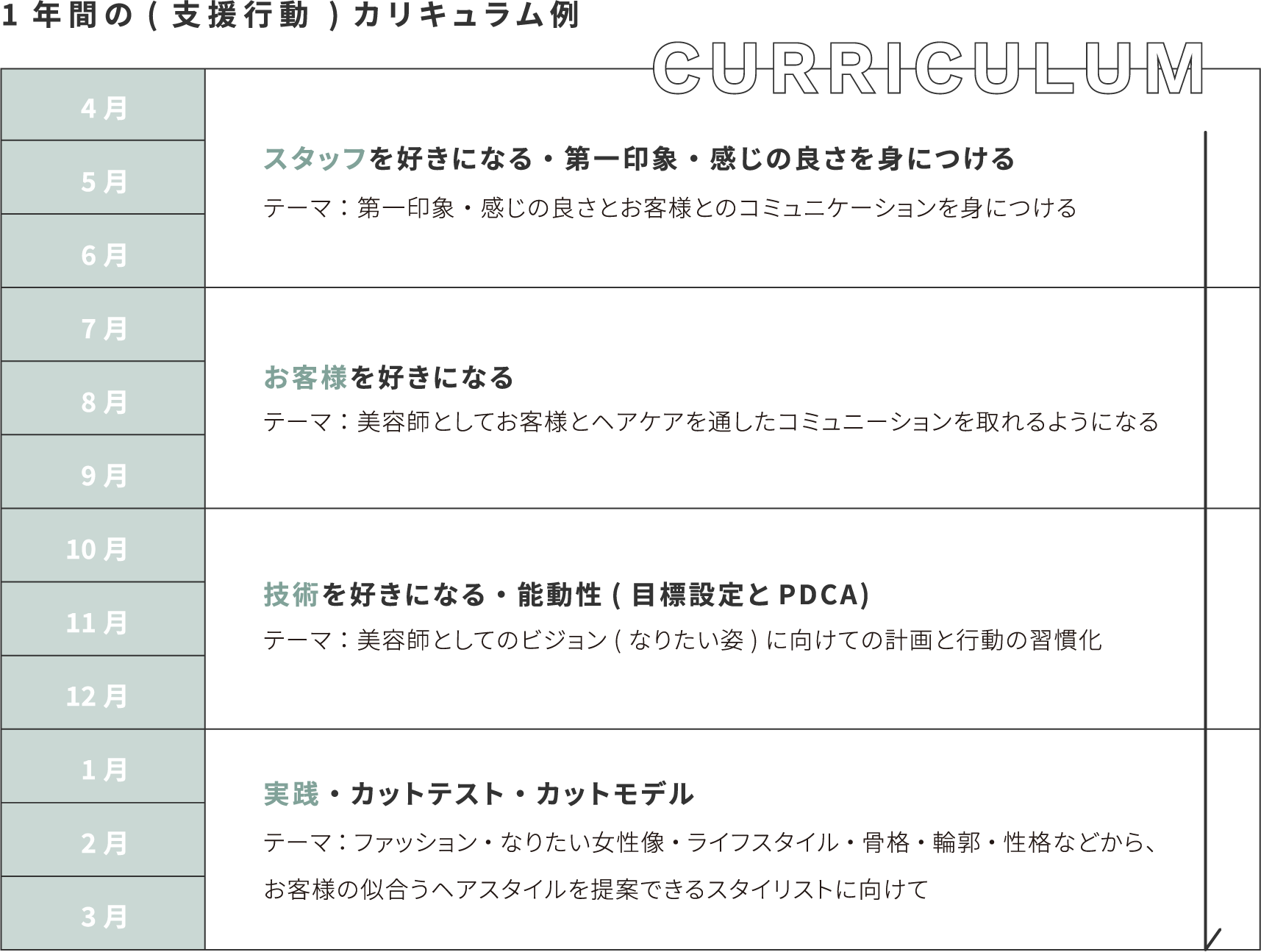 1年間の（支援行動）カリキュラム例