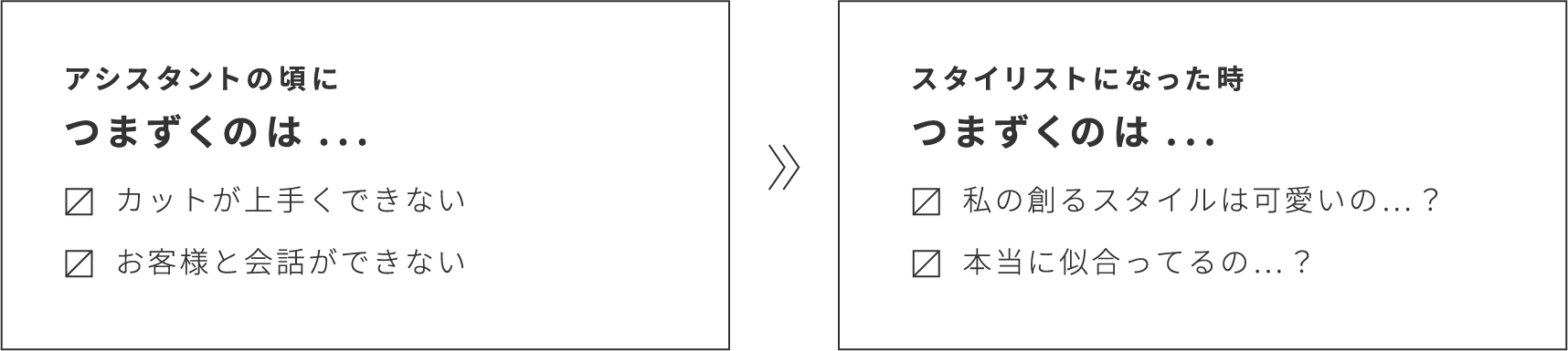 アシスタントの頃につまずくのは・・・スタイリストになった時つまずくのは・・・